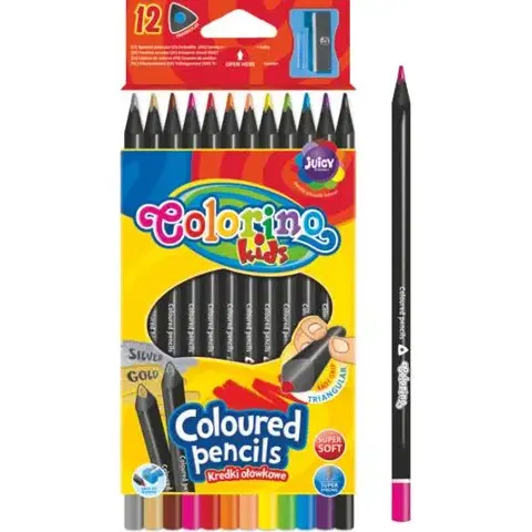 Hračky PATIO - Colorino pastelky z černého dřeva 12 barev