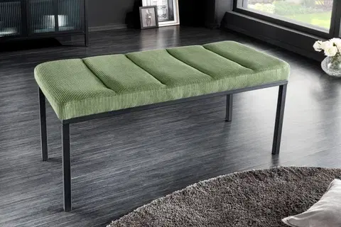 Stylové a luxusní lavice Estila Designová čalouněná lavice Soreli zelený manšestr 80cm