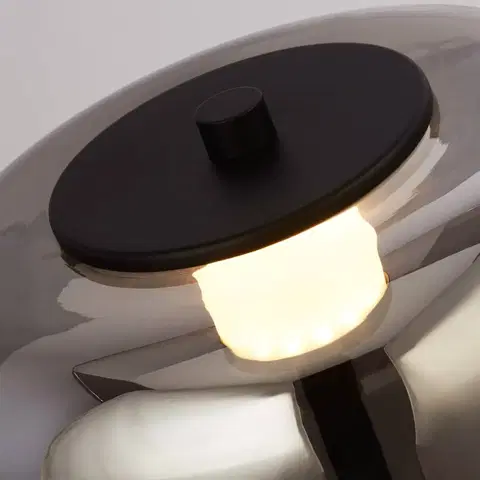 Stojací lampy Searchlight LED stojací lampa Frisbee se stínidlem ze skla