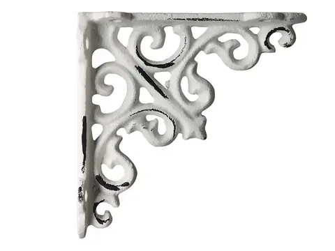 Regály a poličky Krémová litinová konzole s ornamentem - 10*3,5*10cm Chic Antique 64047019 (64470-19)