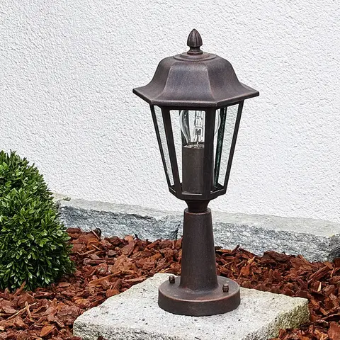 Sloupková světla Lindby Svítidlo se soklem Lamina ve tvaru lucerny