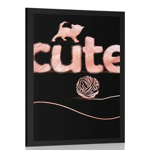 Motivy z naší dílny Plakát kočka s klubkem a nápisem Cute