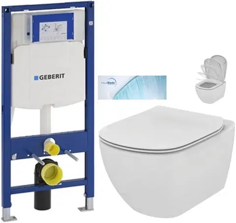 Záchody GEBERIT Duofix bez tlačítka + WC Ideal Standard Tesi se sedátkem SoftClose, AquaBlade  111.300.00.5 TE1