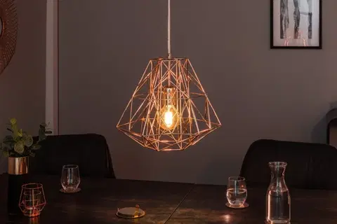 Luxusní designové závěsné lampy Estila Designová závěsná lampa Mira růžově zlatá