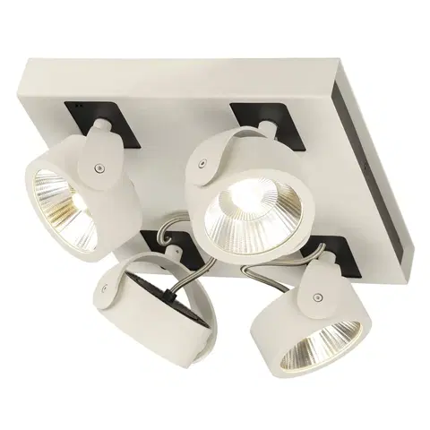 LED bodová svítidla SLV BIG WHITE KALU, nástěnné a stropní svítidlo, čtyři žárovky, LED, 3000K, obdélníkové, bílé/černé, 60° 1000136