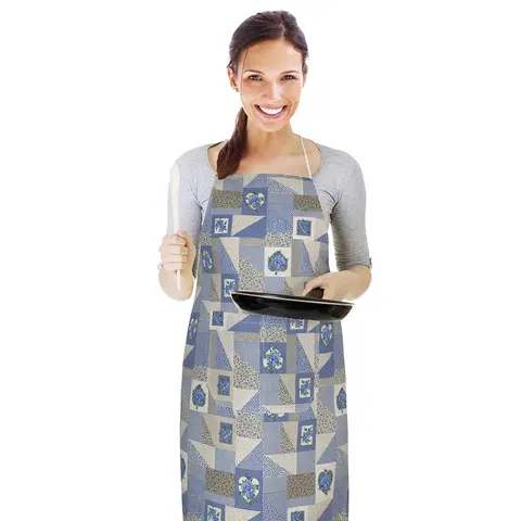 Zástěry Bellatex Kuchyňská zástěra EMA Patchwork modrá, 67 x 84 cm