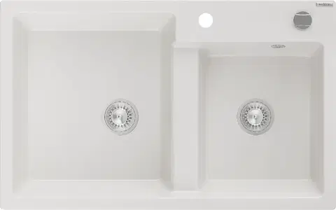Sifony k pračkám MEXEN Tomas granitový dřez 2-bowl 800x500 mm, bílá, sifon chrom 6516802000-20
