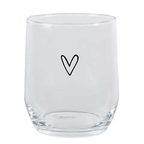 Sklenice Transparentní sklenička na vodu se srdíčkem - Ø 8*9 cm / 300 ml Clayre & Eef 6GL4399