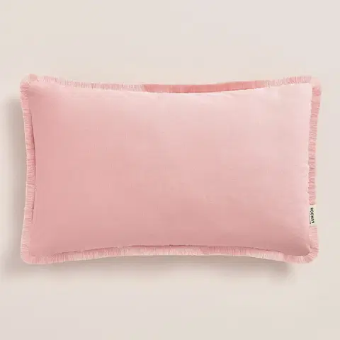 Dekorační povlaky na polštáře Pudrově růžový povlak na polštář BOCA CHICA se střapci 30 x 50 cm