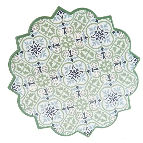Prkénka a krájecí desky Zelená keramicko-korková podložka pod nádobí Ornament - 20*20 cm Clayre & Eef 6CE0981