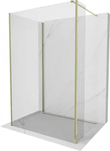 Sprchové zástěny MEXEN/S Kioto Sprchová zástěna WALK-IN 100 x 100 x 40 cm, transparent, zlatá 800-100-100-221-50-00-040