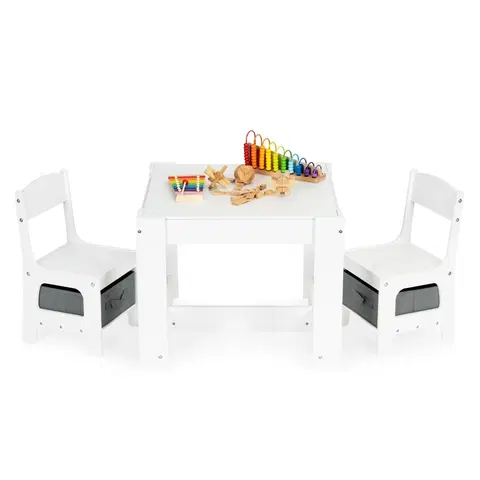 Dětské pokoje ECOTOYS Víceúčelový dětský stolek Burty se židlemi bílý