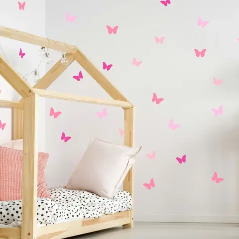 Samolepky na zeď Motýlky v růžovém provedení - samolepky na zeď pro dívku