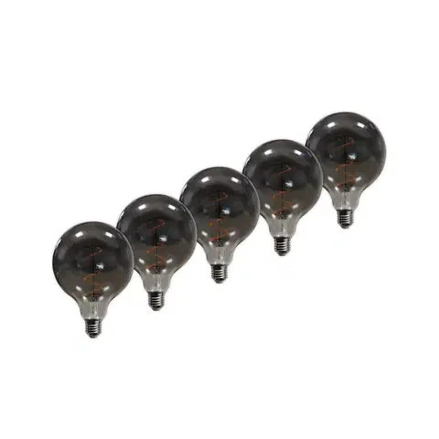 Stmívatelné LED žárovky Lucande E27 3,8W LED žárovka globe G125 1800K smoke 5 ks