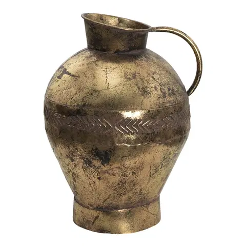 Dekorativní vázy Zlatý antik kovový dekorační džbán Valeno - 27*23*34 cm Clayre & Eef 6Y4520