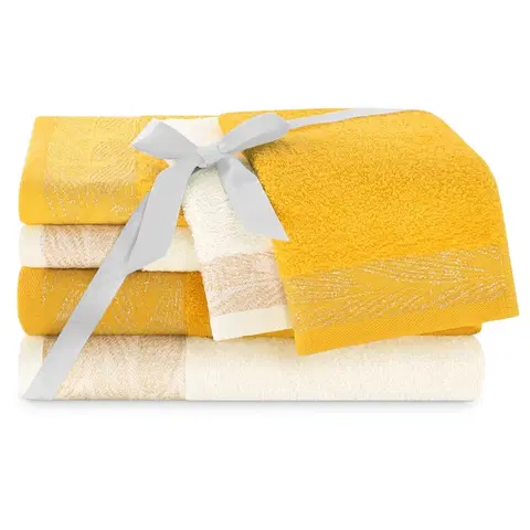 Ručníky AmeliaHome Sada 6 ks ručníků ALLIUM klasický styl žlutá