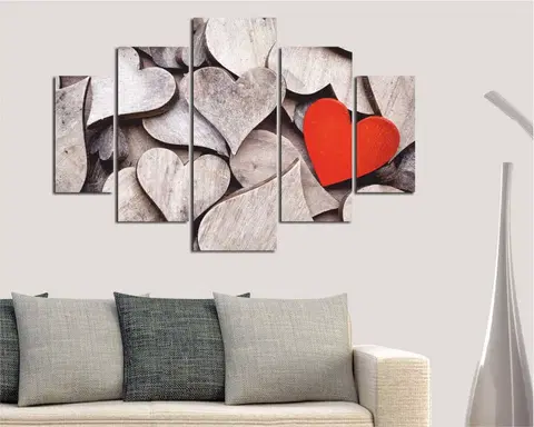 Obrazy Hanah Home Vícedílný obraz Wooden heart 92 x 56 cm