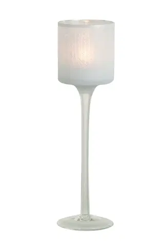 Svícny Bílý skleněný svícen na úzké noze na čajovou svíčku S - Ø 7*25 cm J-Line by Jolipa 81867