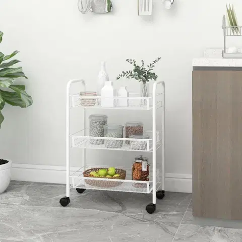 Kuchyňské linky Servírovací vozík kov / plast Dekorhome Bílá