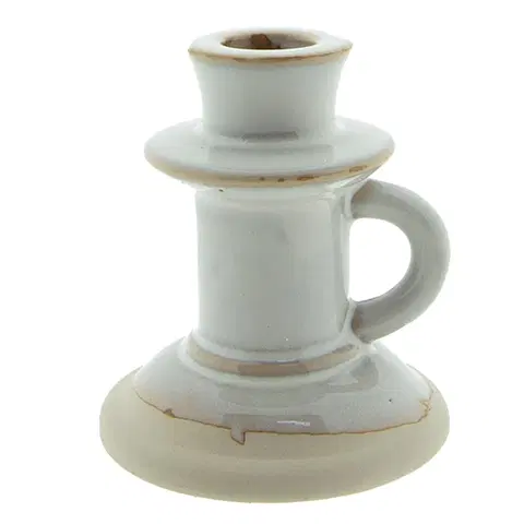 Svícny Béžový porcelánový svícen na úzkou svíčku Chrie - Ø 9*10 cm Clayre & Eef 6CE1519