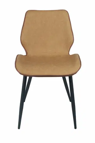 Luxusní jídelní židle Estila Hnědá moderní jídelní židle Vidar z eko kůže a černými kovovými nožičkami dvoutónová kožená 82cm