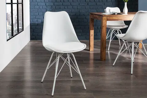 Luxusní jídelní židle Estila Designová moderní židle Scandinavia bílá