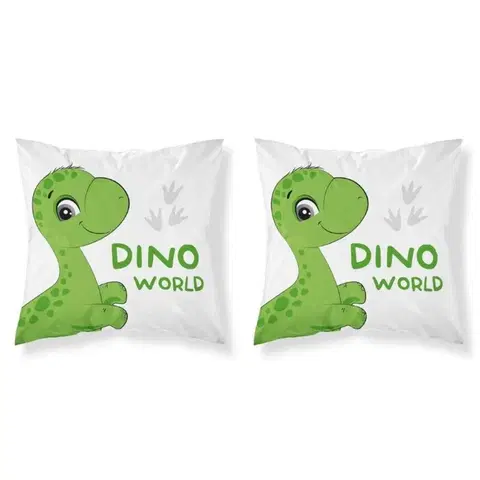Dekorační polštáře Návlek bavlněný pro děti, Dino world, zelený, 40 x 40 cm