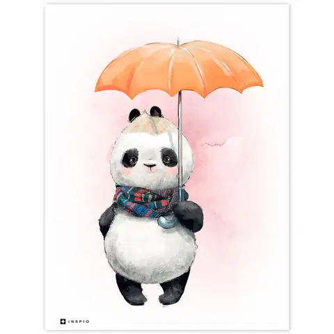 Obrazy do dětského pokoje Tabulka do dětského pokoje - Panda s deštníkem