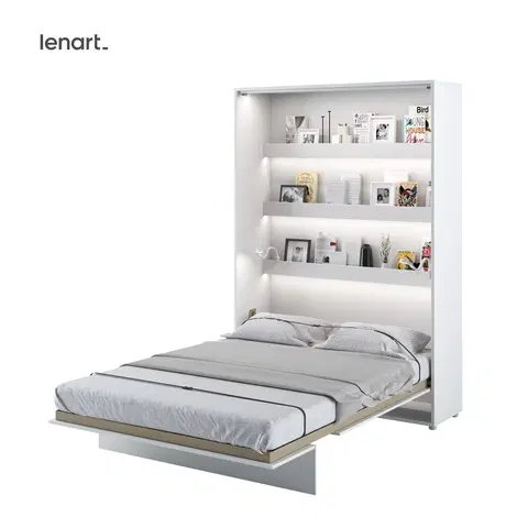 Postele Dig-net nábytek Sklápěcí postel Lenart BED CONCEPT BC-01p | bílý lesk 140 x 200 cm