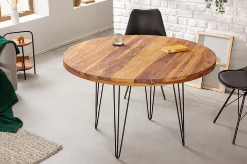 Jídelní stoly LuxD Designový kulatý jídelní stůl Elegant 120 cm Sheesham