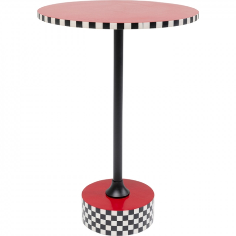 Odkládací stolky KARE Design Odkládací stolek Domero Checkers - červený, Ø40cm