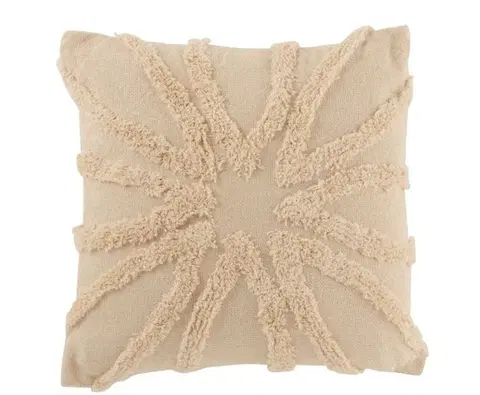 Dekorační polštáře Přírodní bavlněný polštář s třásněmi Ibiza flower - 45*45cm J-Line by Jolipa 3465