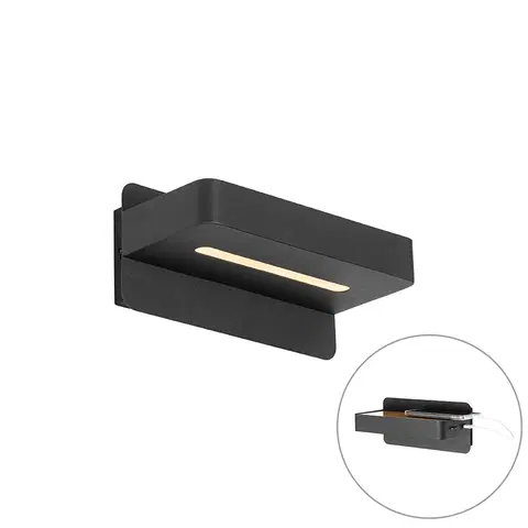 Nastenna svitidla Moderní nástěnné svítidlo černé včetně LED s USB - Ted