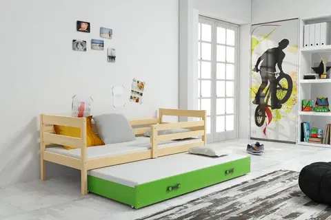 Postele BMS Dětská postel s přistýlkou Eryk 2 | borovice Barva: Borovice / zelená, Rozměr: 190 x 80 cm
