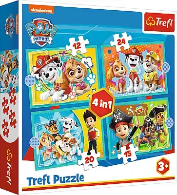 Hračky puzzle TREFL - Puzzle 4v1 - Šťastný tým Paw Patrol / Viacom PAW Patrol