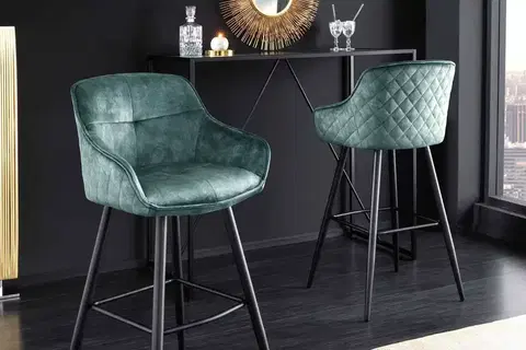 Barové židle LuxD Designová barová židle Natasha petrolejový samet
