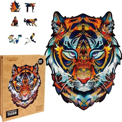Hračky puzzle PUZZLER - Dřevěné Barevné Puzzle - Mocný Tygr