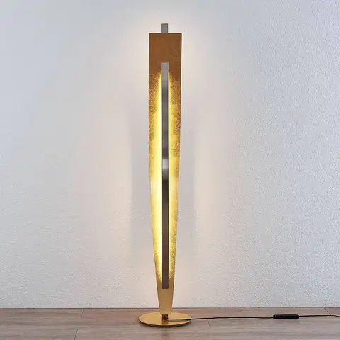 Stojací lampy Lucande LED stojací lampa Marija, elegantní zlatý vzhled