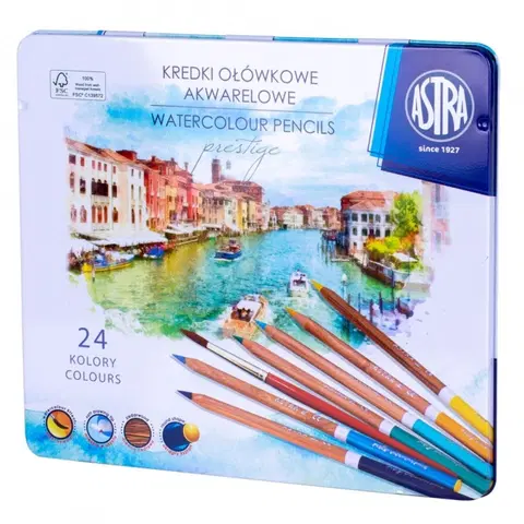 Hračky ASTRA - PRESTIGE Umělecké akvarelové barvičky z cedrového dřeva 24ks + štětec, 312121002