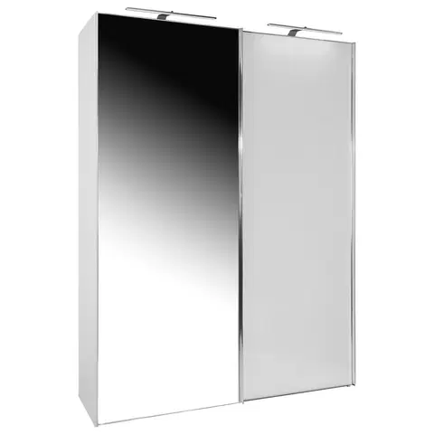 Šatní skříně s posuvnými dvěřmi Šatní Skříň Se Zrcadlem Sonate Rom, 200x222 Cm, Bílá