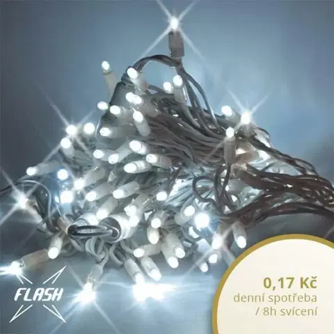 LED řetězy DecoLED LED světelný řetěz FLASH, 5m, ledově bílá, 60 diod, IP67 SKFX005