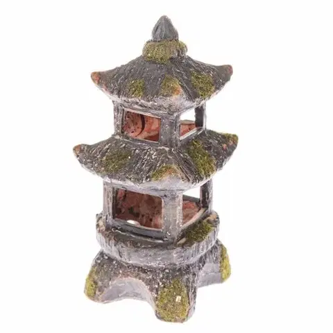 Svícny Keramický svícen na čajovou svíčku Pagoda, 9,5 x 19,5 x 9 cm