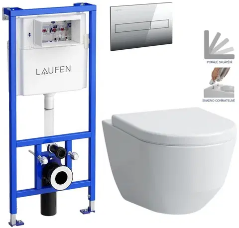 WC sedátka LAUFEN Rámový podomítkový modul CW1 SET s chromovým tlačítkem + WC LAUFEN PRO + SEDÁTKO H8946600000001CR LP3