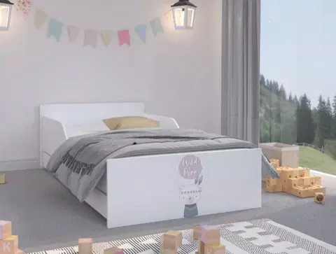 Dětské postele Jednoduchá dětská postel s maličkým macíkem 160 x 80 cm