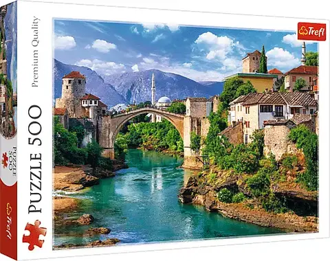 Hračky puzzle TREFL - Puzzle 500 - Starý most v Mostaru, Bosně a Hercegovině