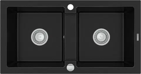 Kuchyňské dřezy MEXEN Mario granitový dřez 2-bowl 820x436 mm, černá 6504822000-77