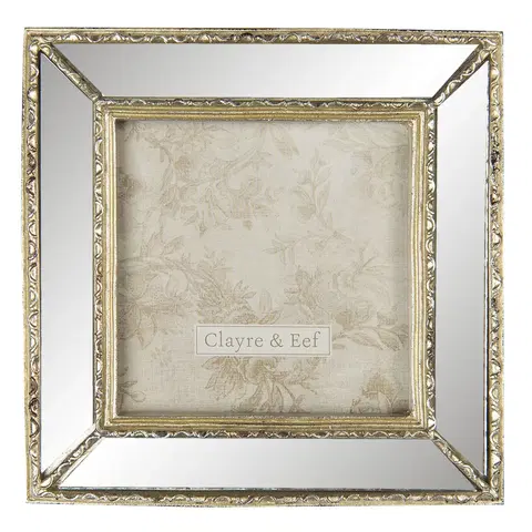 Klasické fotorámečky Zlatý fotorámeček se zrcadlovým okrajem - 15*2*15 cm / 10*10 cm Clayre & Eef 2F0707