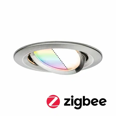 Chytré osvětlení PAULMANN SmartHome Zigbee vestavné svítidlo LED Coin Nova Plus 1x3,5W RGBW kruhové kov kartáčovaný 929.64 P 92964