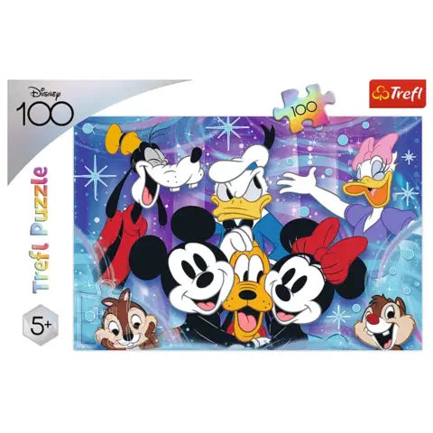 Hračky puzzle TREFL - Puzzle 100 dílků - Ve světě Disney je vesele / Disney 100 Výročí