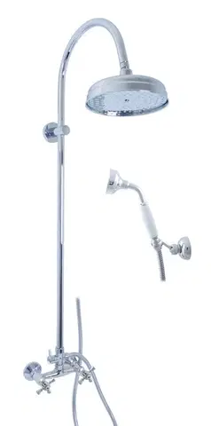 Koupelnové baterie SLEZAK-RAV Vodovodní baterie sprchová MORAVA RETRO s hlavovou a ruční sprchou, Barva: chrom, Rozměr: 150 mm MK381.5/3